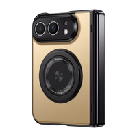 Axon M2 Champagne Gold MagSafe hinge case with rotating metal ring for iPhone Fold - rear view