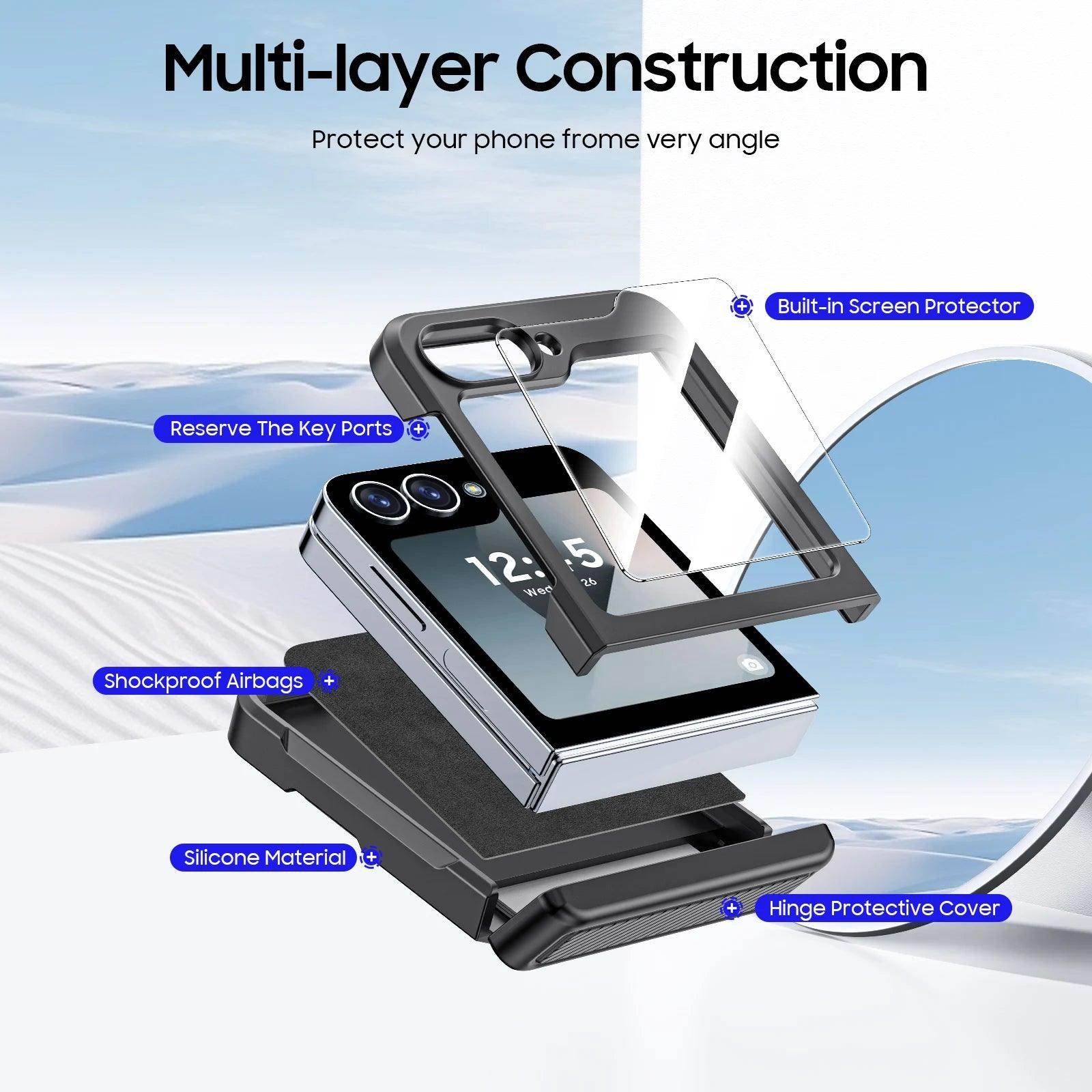 Built-In Screen Protector Shockproof Case For Samsung Galaxy Z Flip 6 - FoldifyCase