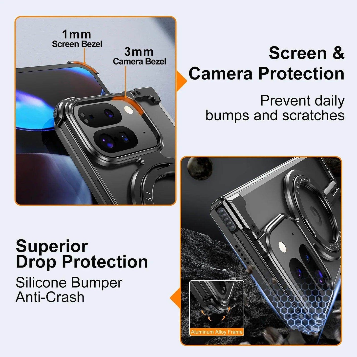 Metal Frameless Case With Magsafe Stand For Google Pixel 9 Pro Fold - FoldifyCase