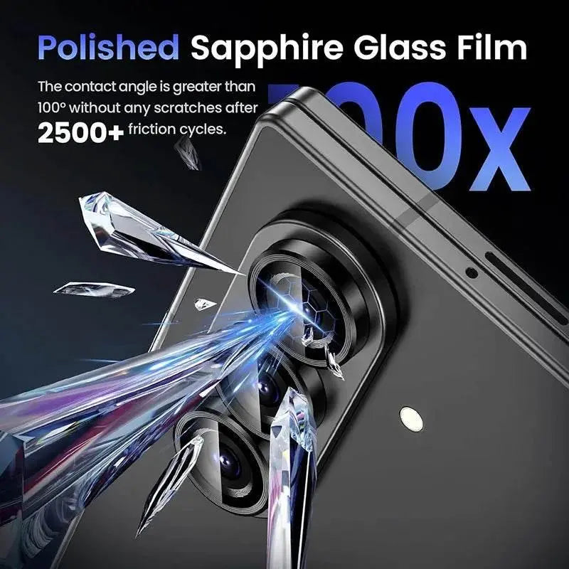 Polished sapphire glass film protecting smartphone camera with high scratch resistance over 2500 friction cycles