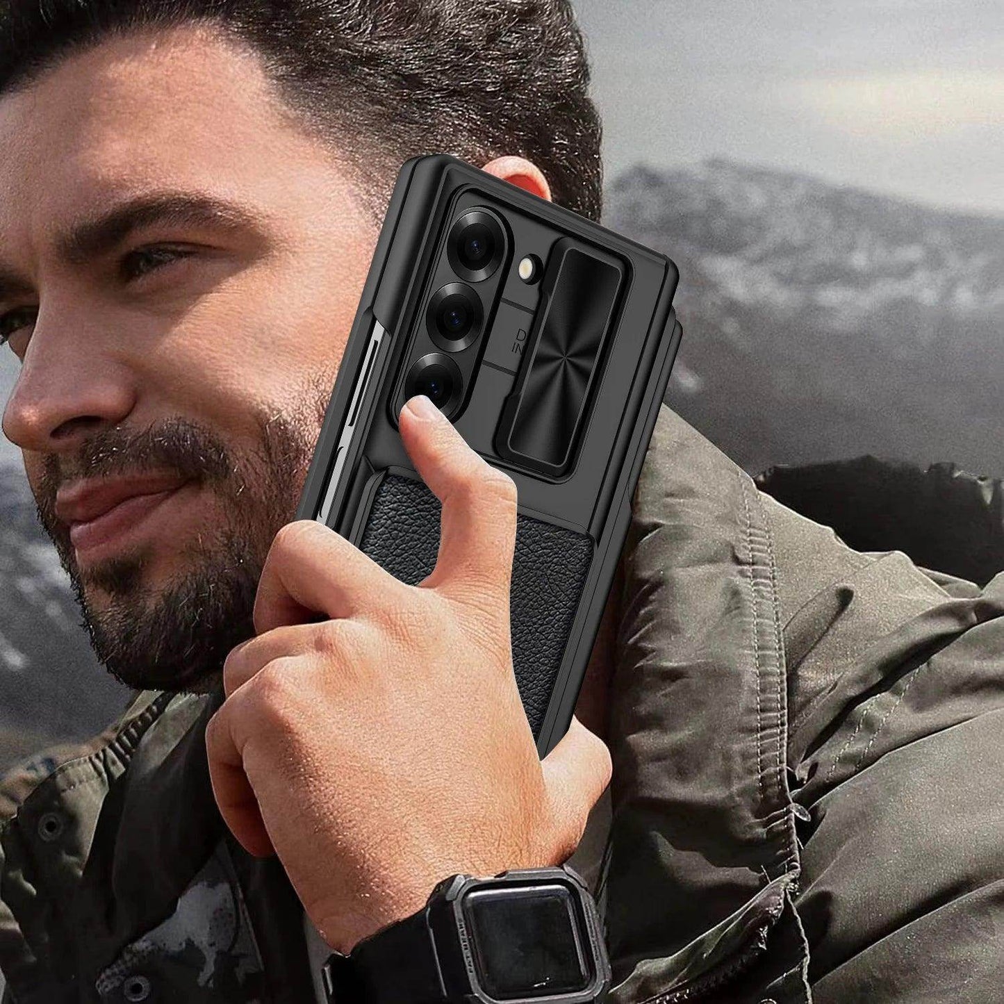 Leather Card Bag Sliding Window Case For Samsung Galaxy Z Fold Series - FoldifyCase