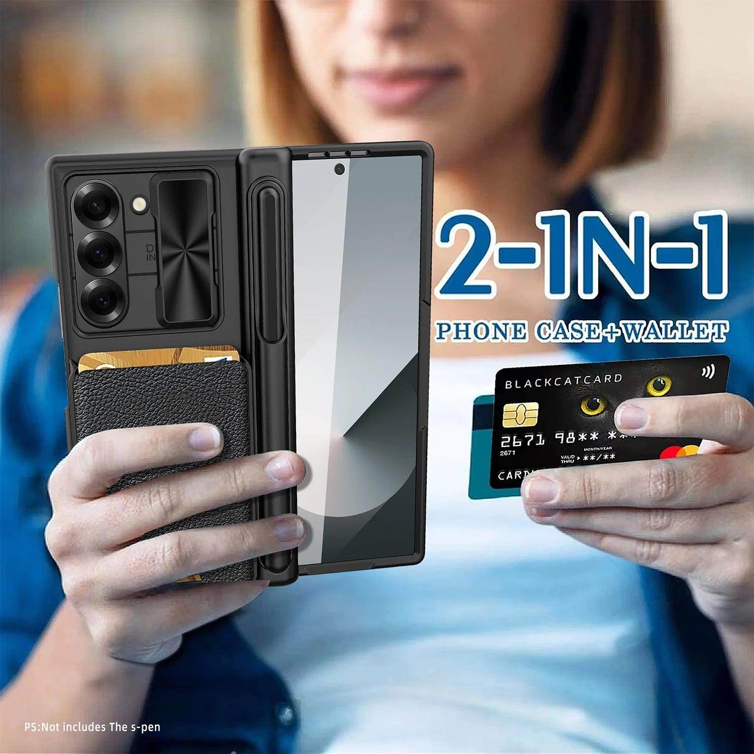 Leather Card Bag Sliding Window Case For Samsung Galaxy Z Fold Series - FoldifyCase