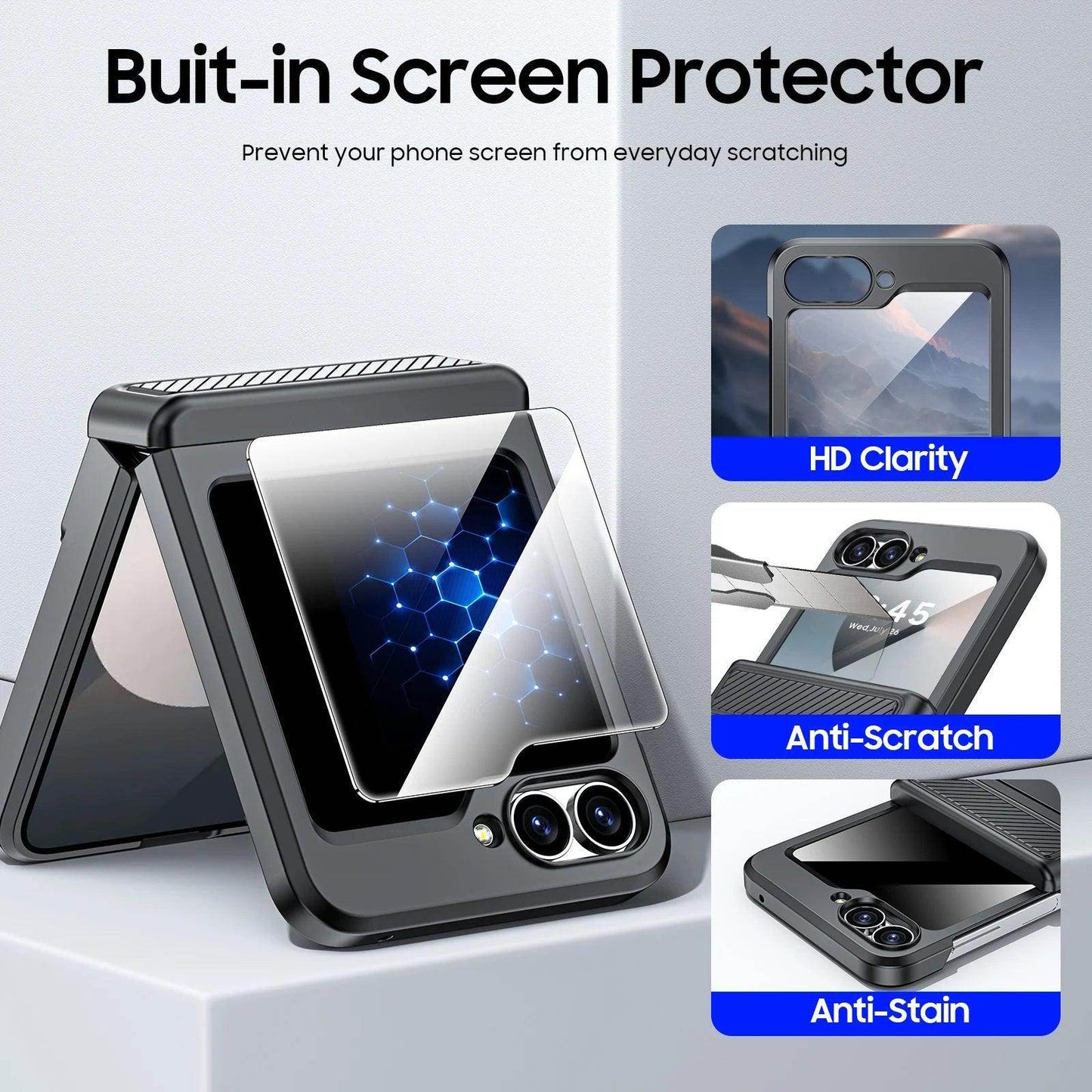 Built-In Screen Protector Shockproof Case For Samsung Galaxy Z Flip 6 - FoldifyCase