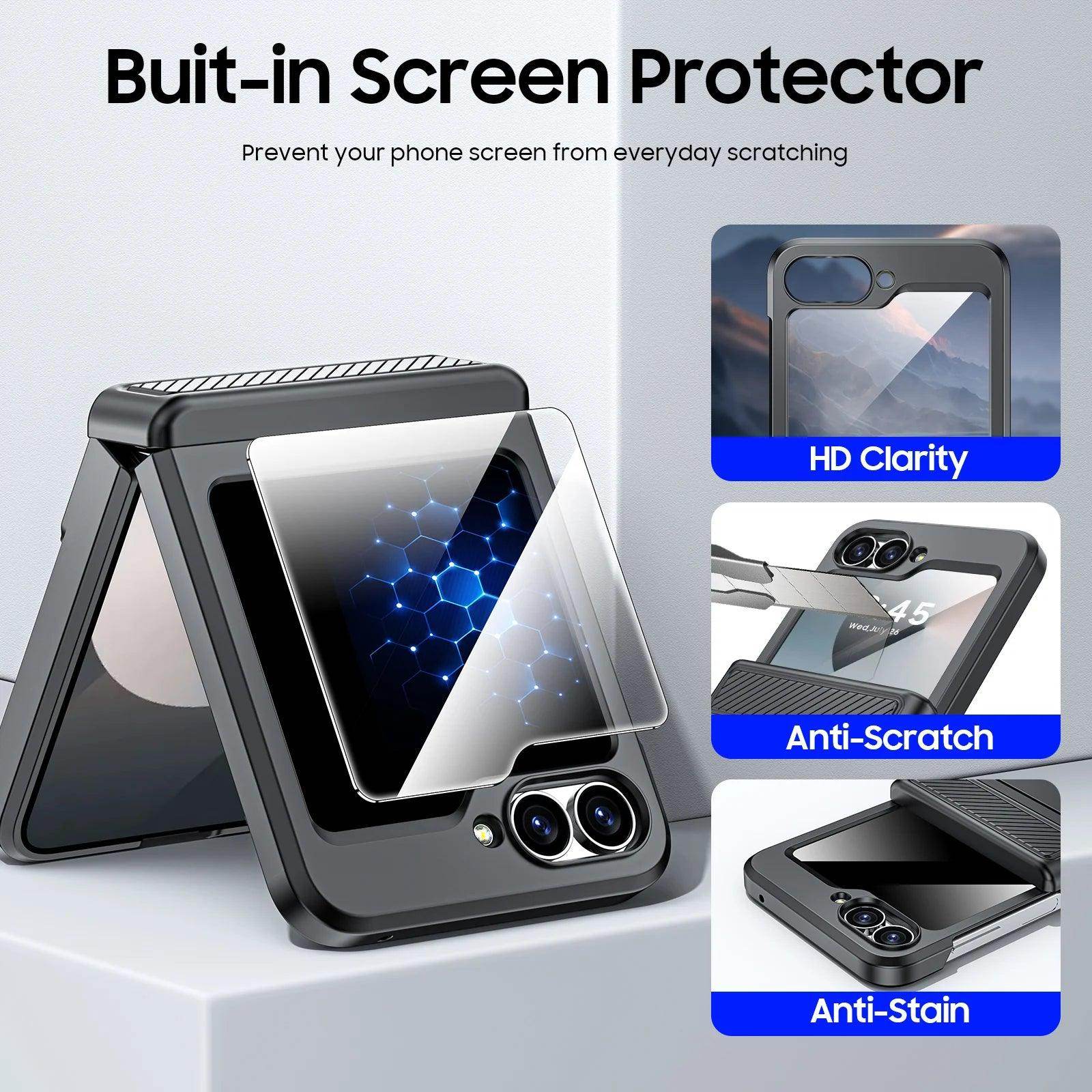 Built-In Screen Protector Shockproof Case For Samsung Galaxy Z Flip 6 - FoldifyCase