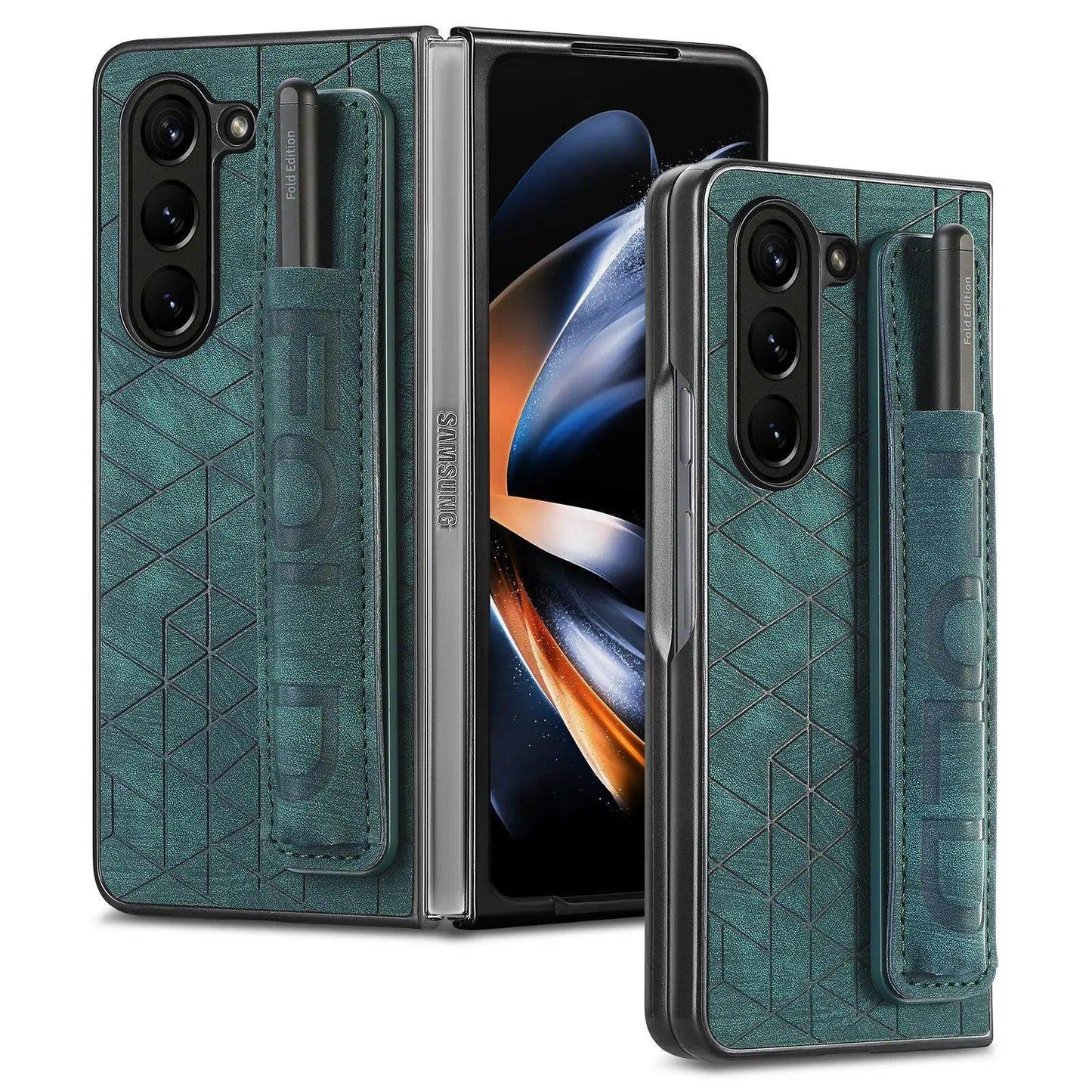 Stretchable Wrist Pen Slot Leather Case For Samsung Galaxy Z Fold Series - FoldifyCase