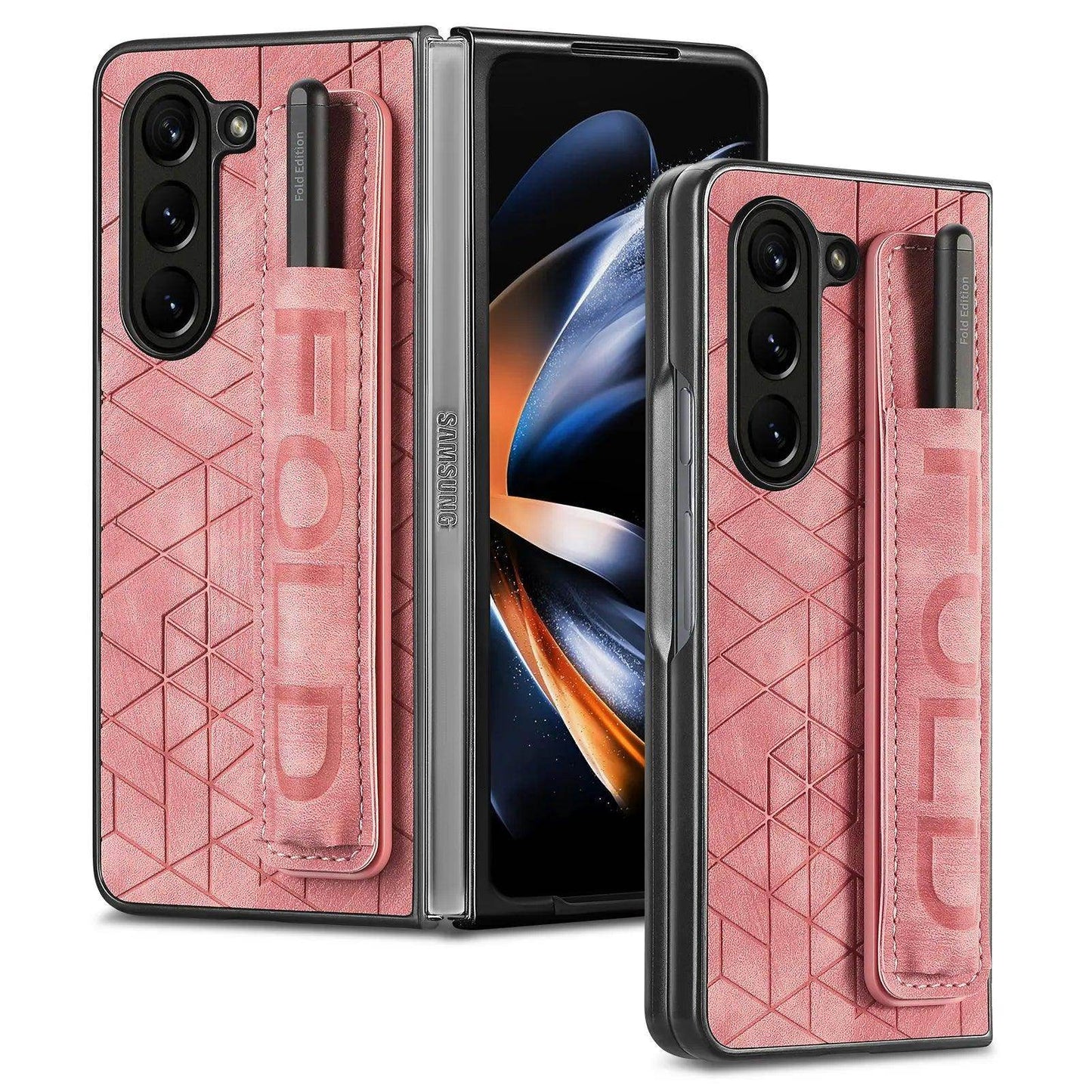 Stretchable Wrist Pen Slot Leather Case For Samsung Galaxy Z Fold Series - FoldifyCase
