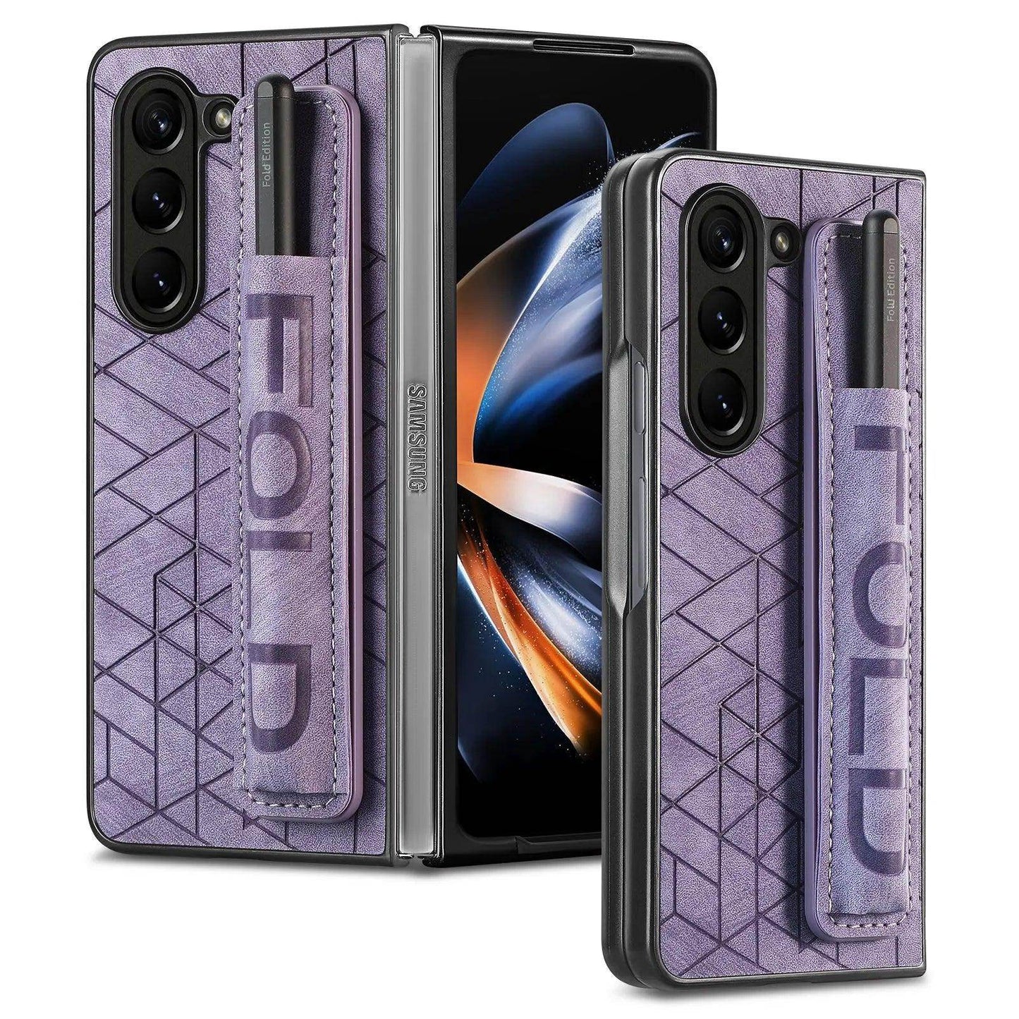 Stretchable Wrist Pen Slot Leather Case For Samsung Galaxy Z Fold Series - FoldifyCase