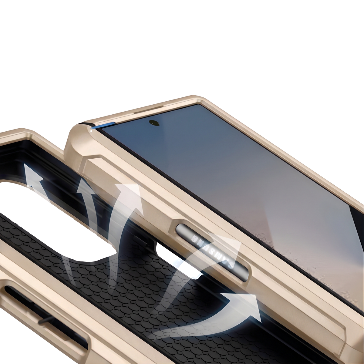 Sentinel H1 Galaxy Z Fold case in Gold - shock-absorbent cushioned shell