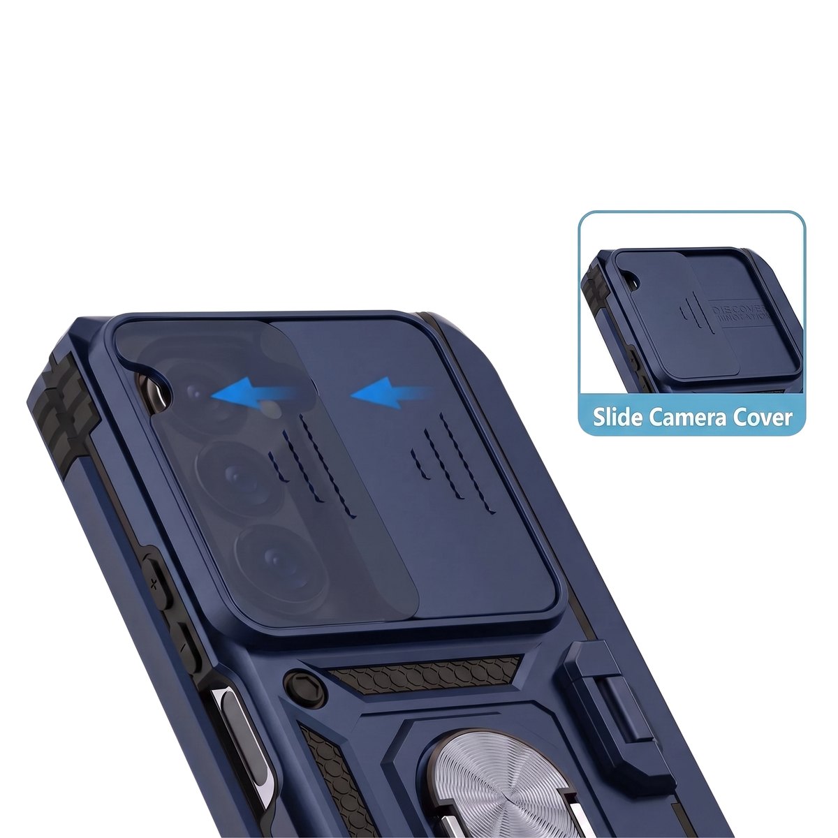 Sentinel H1 Galaxy Z Fold case in Navy Blue - slide camera cover feature