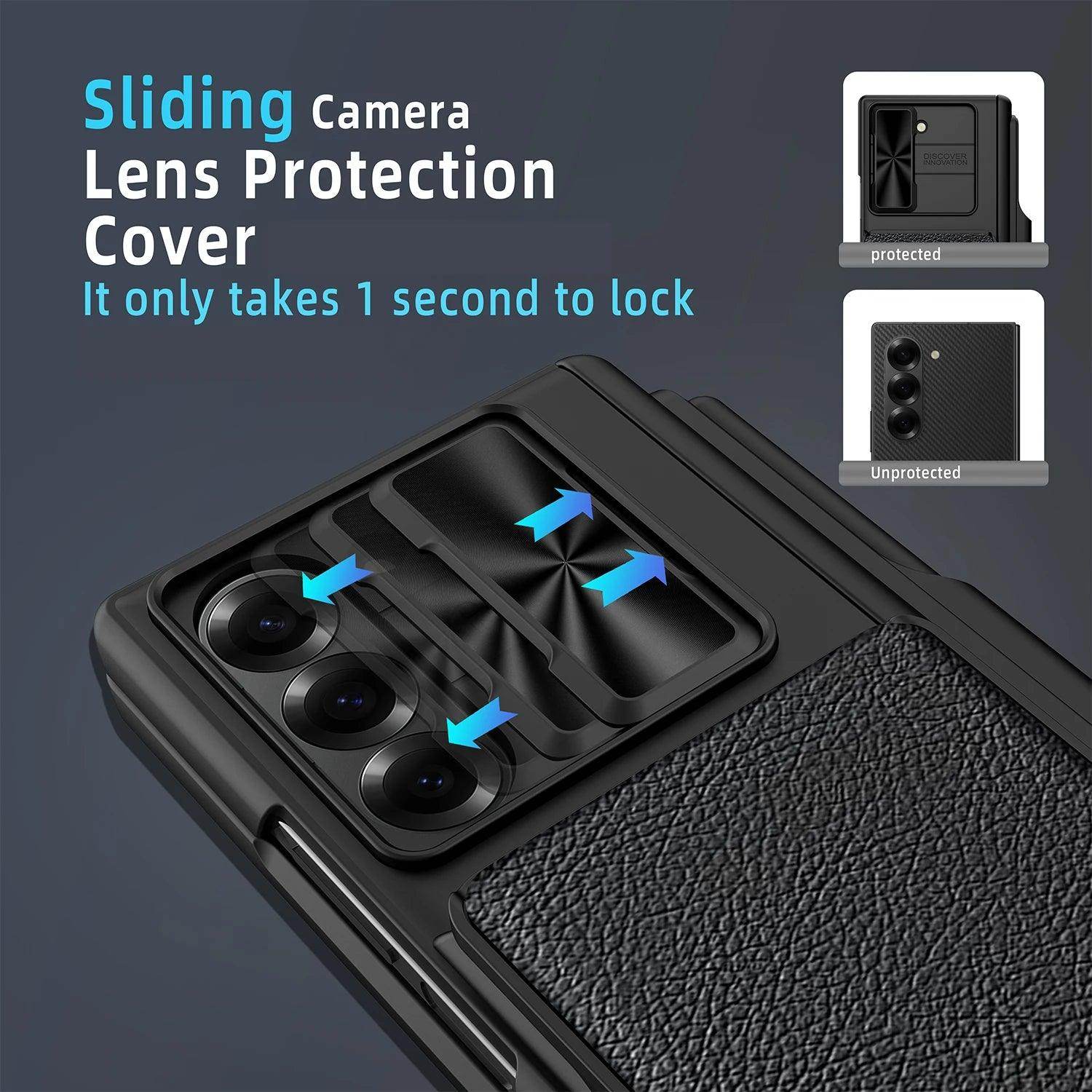 Leather Card Bag Sliding Window Case For Samsung Galaxy Z Fold Series - FoldifyCase