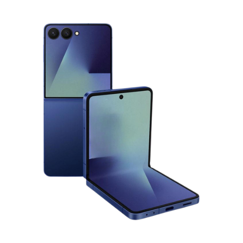 Blue gradient smartphone showing front and back on a white background