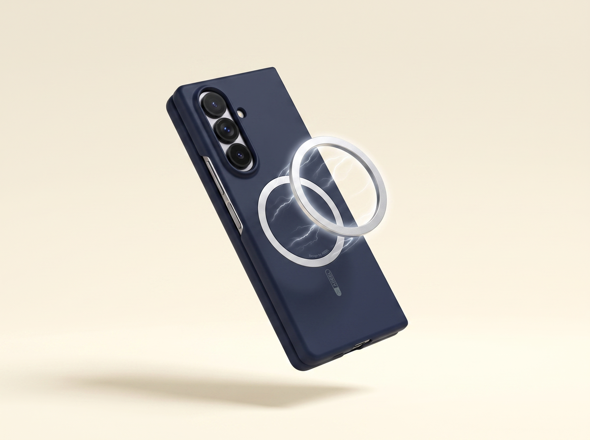 Apex M3 navy MagSafe magnetic case for Galaxy Z Fold with floating magnetic ring
